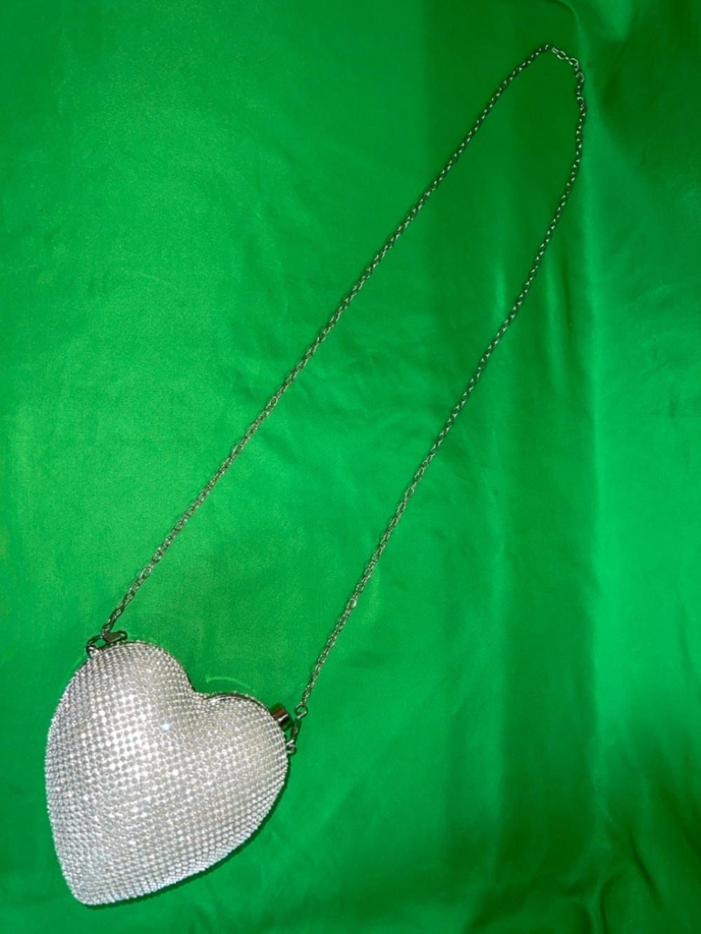 Sparkling White Heart Pendant Necklace purse - Women's Jewelry clutch